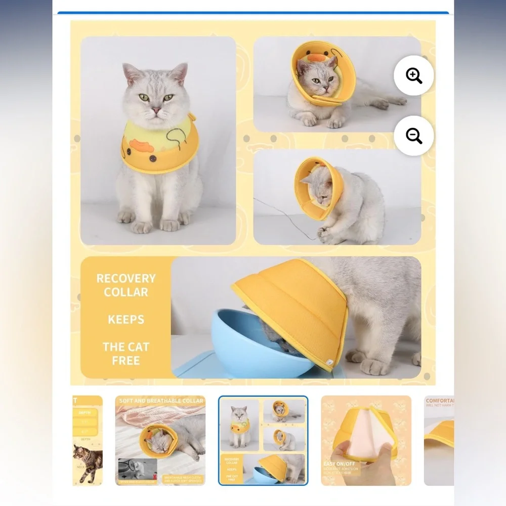 New WZPET Cat Recovery Collar Cone Adjustable Cat Cone Collar Soft Cone for Cat